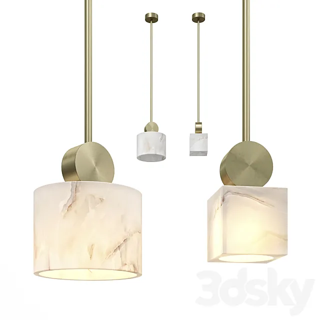 Pendant Etruscan Round and Square pendant lamps from Eichholtz 3D Model