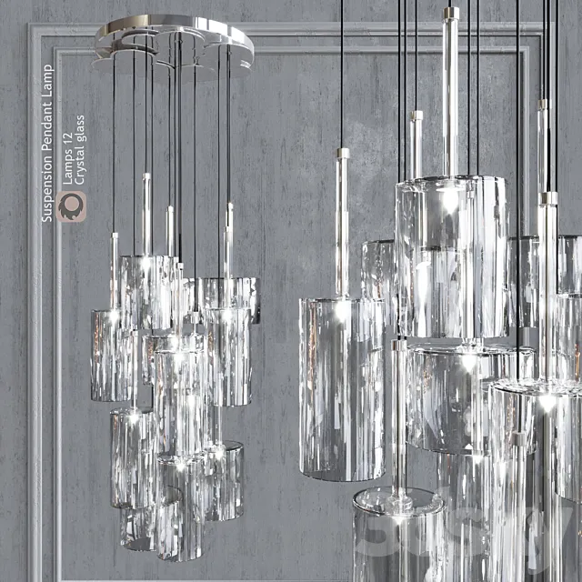 Pendant lamp AXO Light Spillray SP lamps 12 crystal glass 3D Model