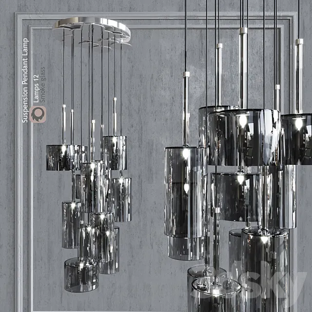 Pendant lamp AXO Light Spillray SP lamps 12 smoke glass 3DModel