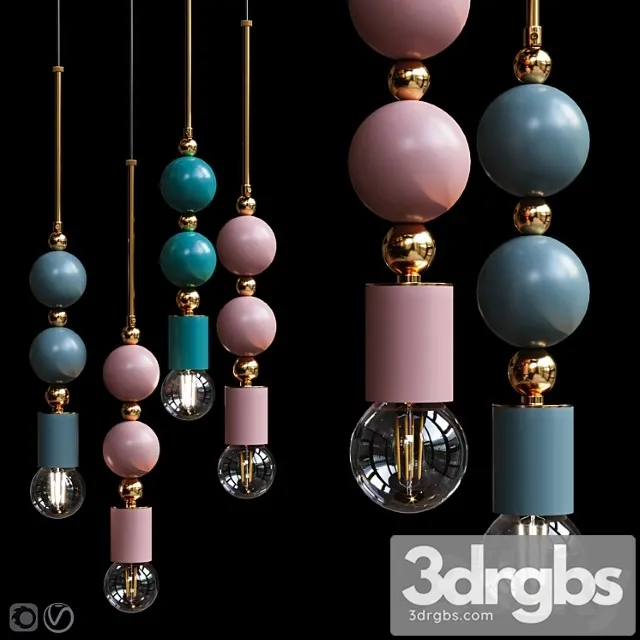Pendant lamp beaded pendant lamp spheres 3D Model Free