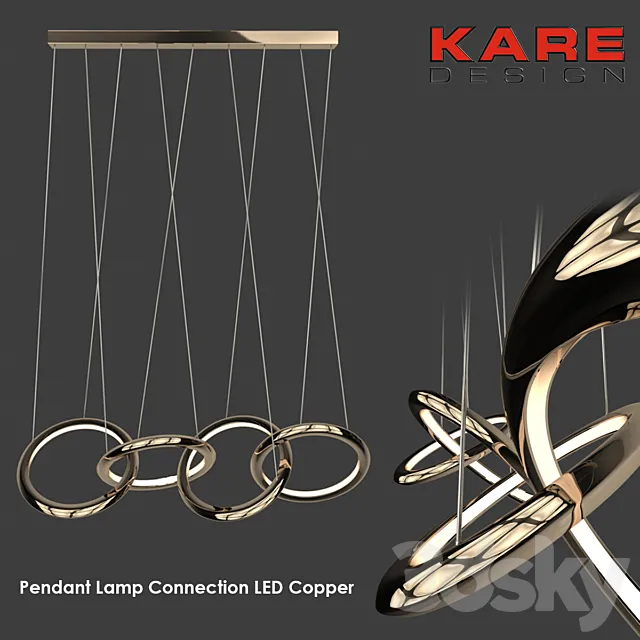 Pendant Lamp Connection LED Copper 3D Model