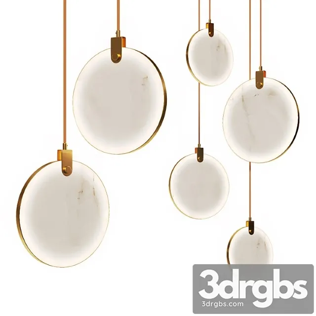 Pendant lamp in brass and marble 3D Model Free