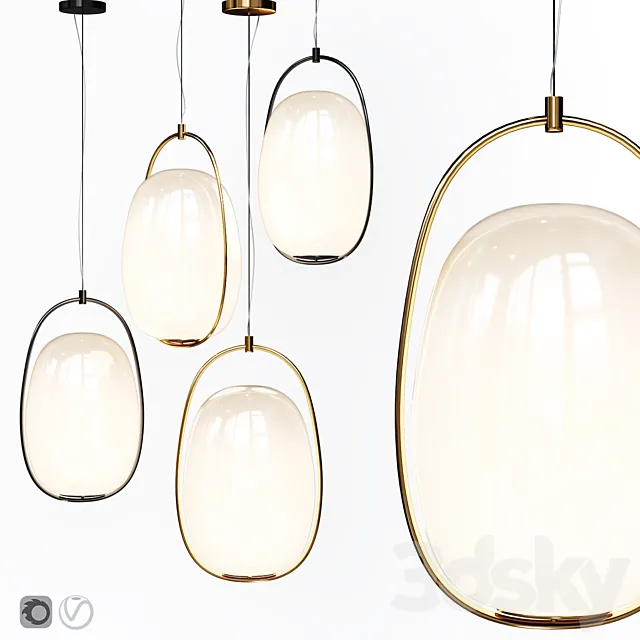 Pendant lamp Lanna Kundalini Suspension Lamp Black and Brass 3D Model