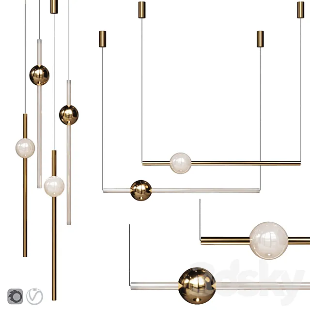 Pendant lamp Lee Broom ORION GLOBE LIGHT POLISHED GOLD 3D Model