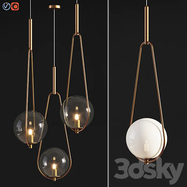 Pendant Lamp Loop Brass 3D Model