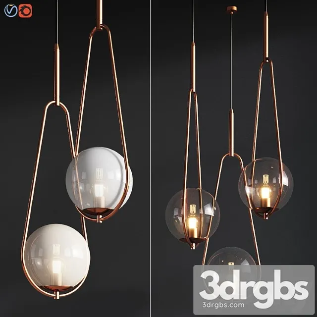 Pendant lamp loop brass kare design 3D Model Free