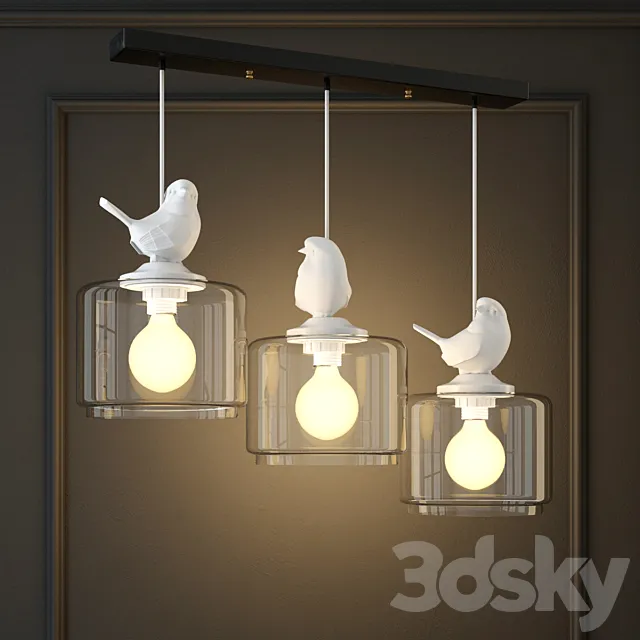 Pendant lamp provence bird pendant angle 3 3DModel