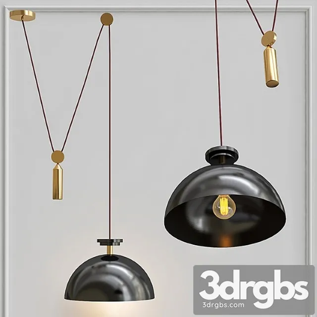 Pendant lamp shape up pendant hemisphere black designed by john hogan 3D Model Free