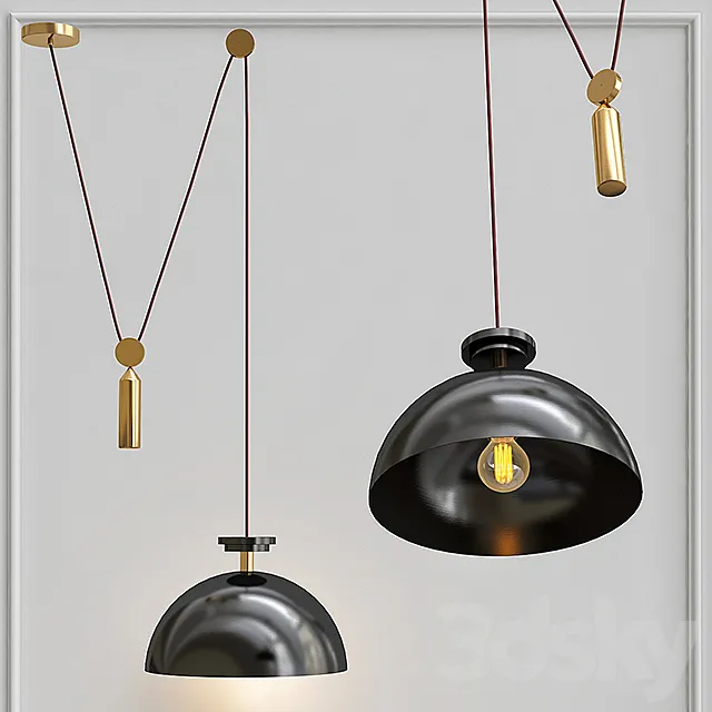 Pendant lamp Shape up Pendant Hemisphere Black designed by John Hogan 3D Model