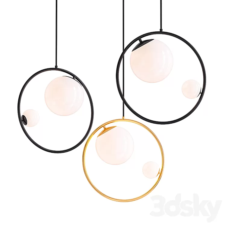 Pendant lamp with two glass balls 3D Model
