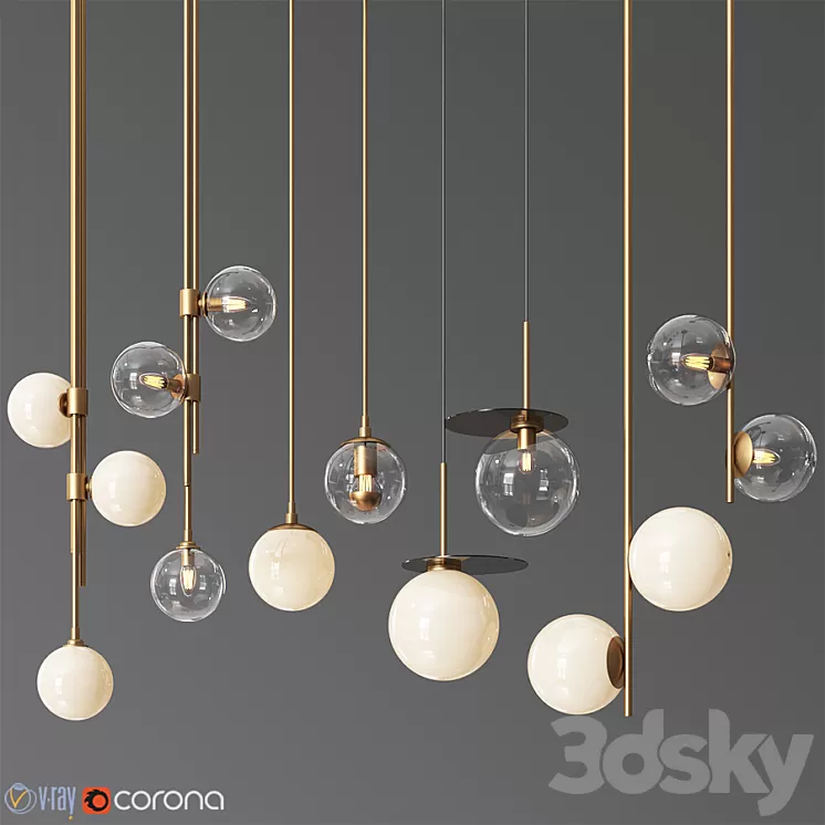 Pendant Light Collection 14 - 4 Type 3D Model