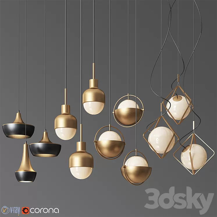 Pendant Light Collection 15 - 4 Type 3D Model