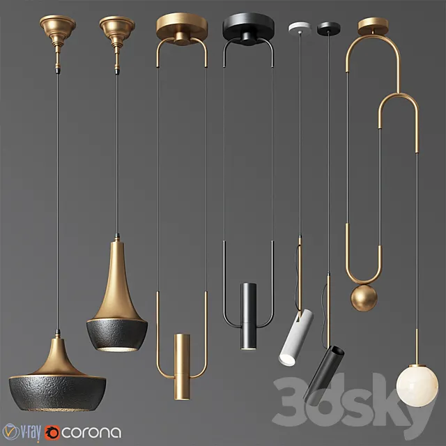 Pendant Light Collection 20 - 4 Type 3D Model