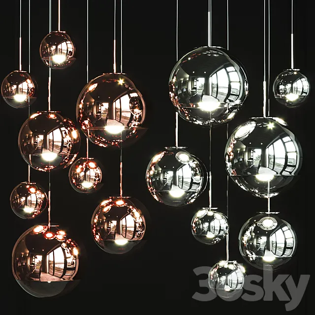 Pendant Light Group Tom Dixon MIRROR BALL FAMILY PENDANT 3D Model