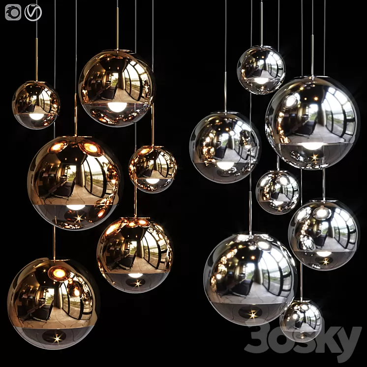 Pendant Light Group Tom Dixon MIRROR BALL FAMILY PENDANT 3D Model