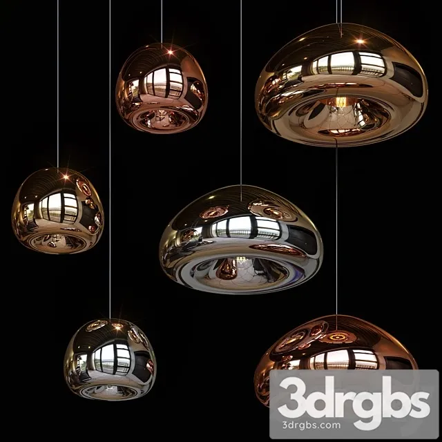 Pendant Lights Hollow Pendant Lamp Big and Little Gold 3D Model Free