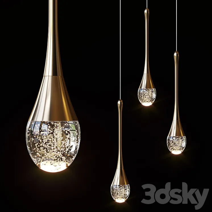 Pendant lights Mettasha Chandelier 1 and 3 lamps 3D Model Free
