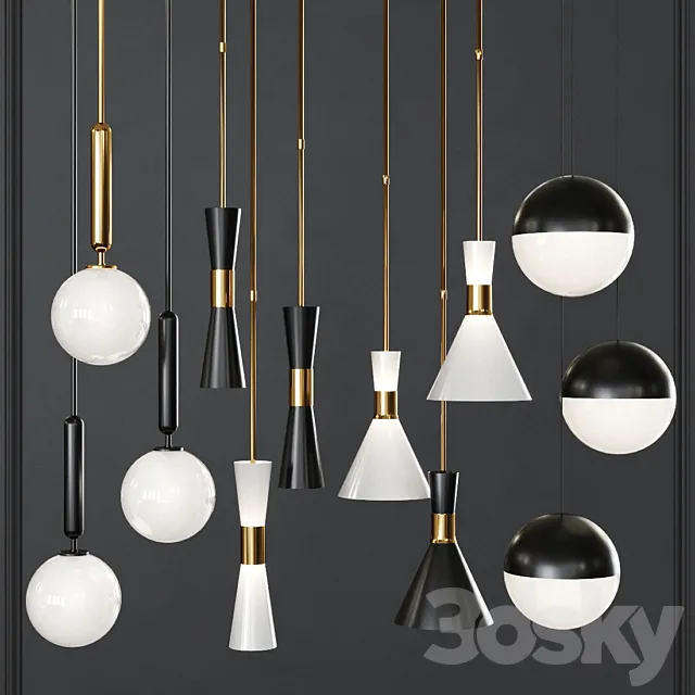 Pendant lights set 017 3DModel