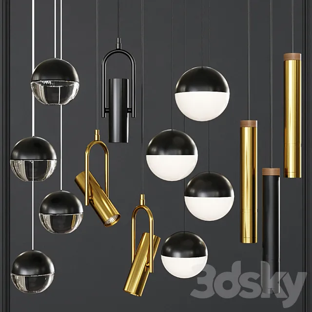 Pendant lights set 023 3D Model