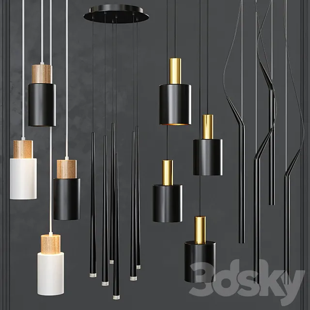 Pendant lights set 029 3DModel
