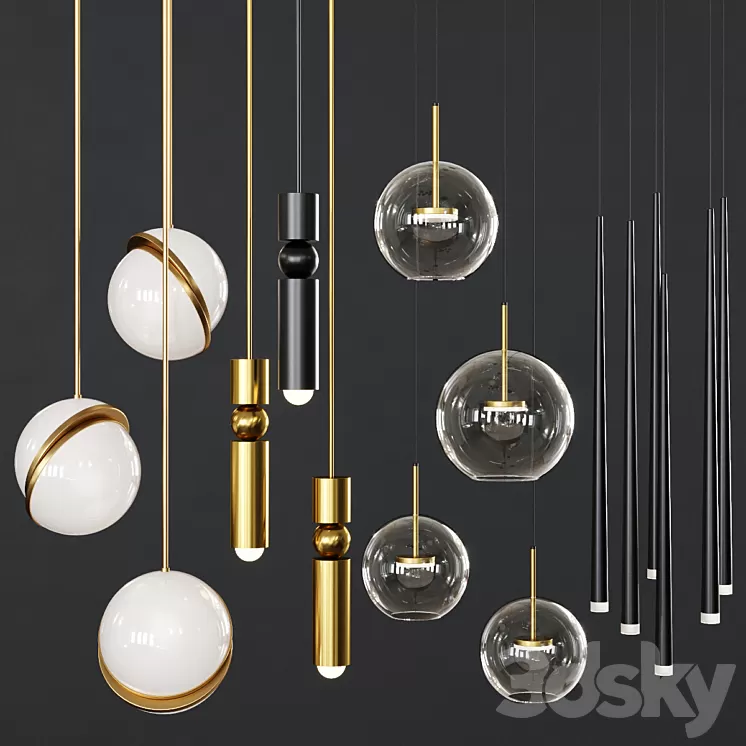 Pendant lights set 039 3D Model