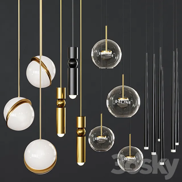 Pendant lights set 039 3DModel