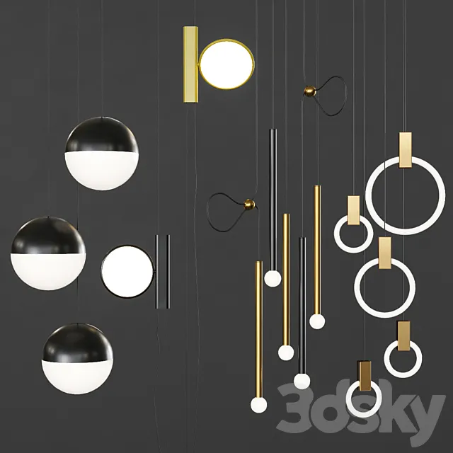 Pendant lights set 041 3D Model