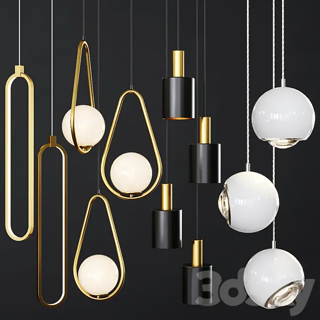 Pendant lights set 054 3D Model