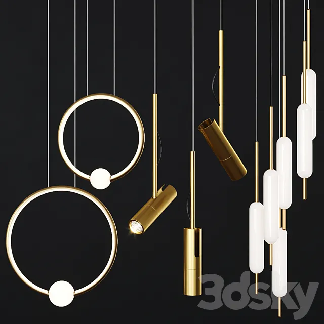 Pendant lights set 060 3D Model
