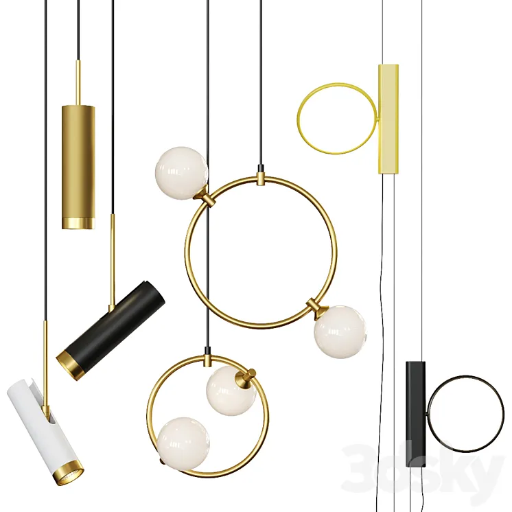 Pendant lights set 064 3D Model Free