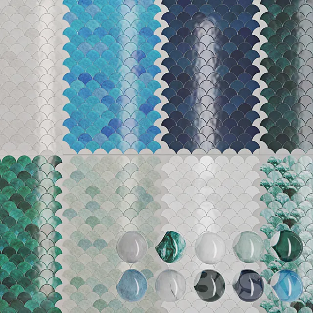Pentaceramica fish scale tiles 3D Model