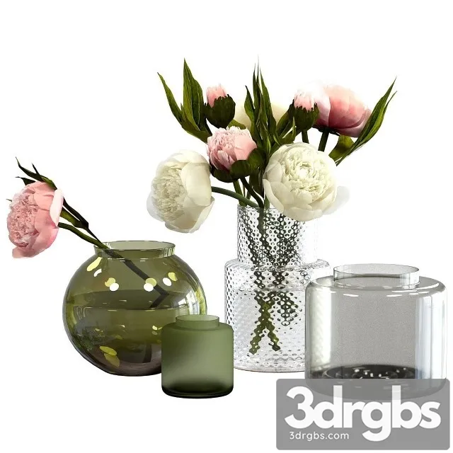 Peonies in IKEA Vases 3D Model Free