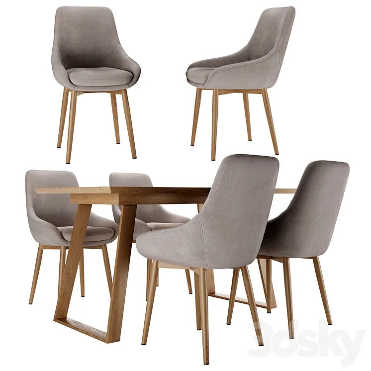 Pepper Chair and Norfolk Table 3D Model Free