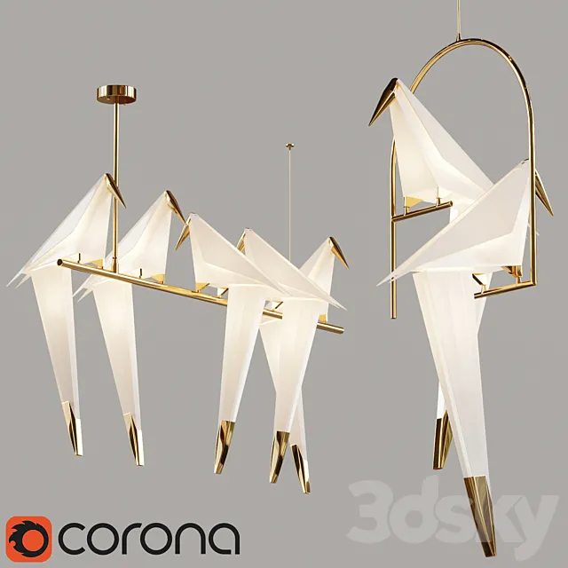 Perch_light_chandelier_5 and 2 heads Free Download