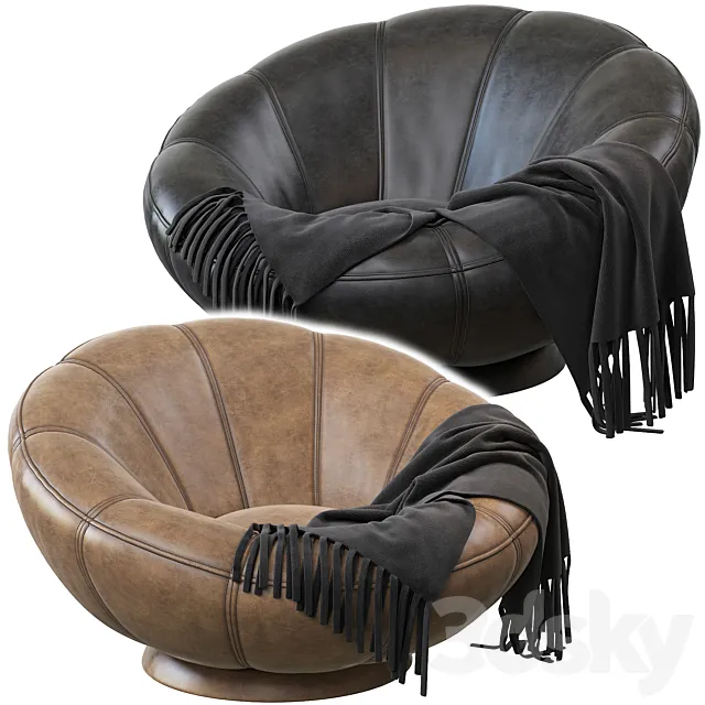 Performance Everyday Velvet Gray Groovy Swivel Chair 3D Model