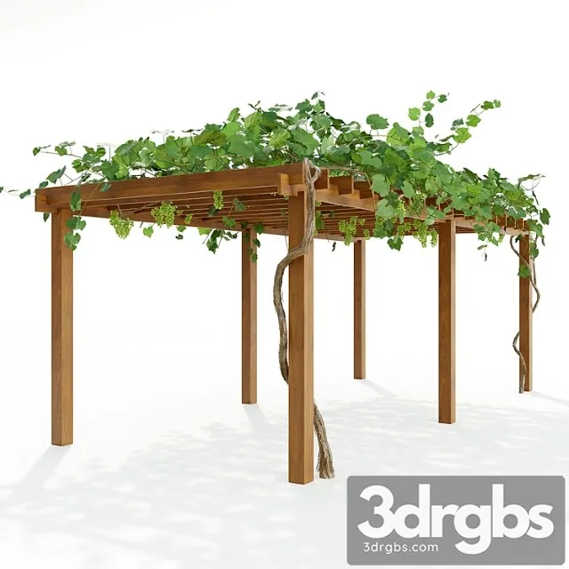 Pergola S Vinogradom 3 3D Model Free