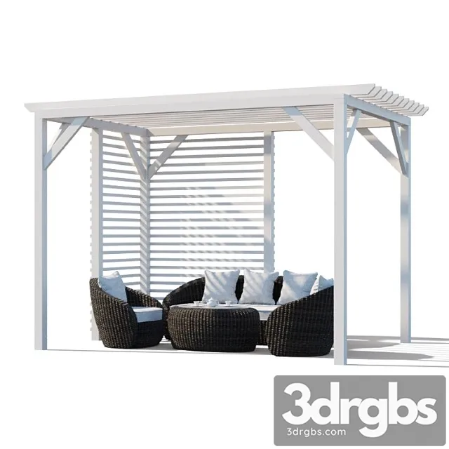 Pergola with garden furniture avela 3D Model Free