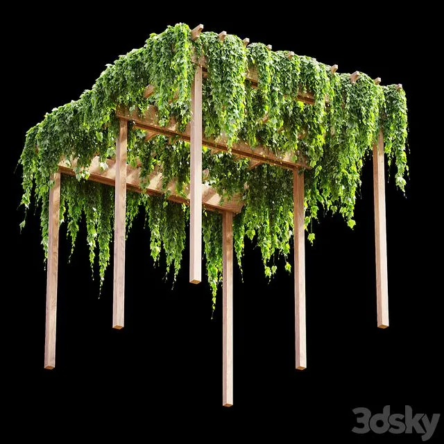Pergola with grape leaves v2 3D Model