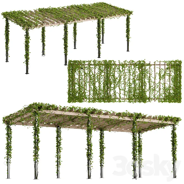 Pergola with Ivy v10 3D Model