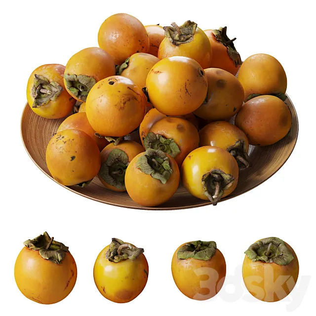 Persimmon kinglet on a platter 3DModel