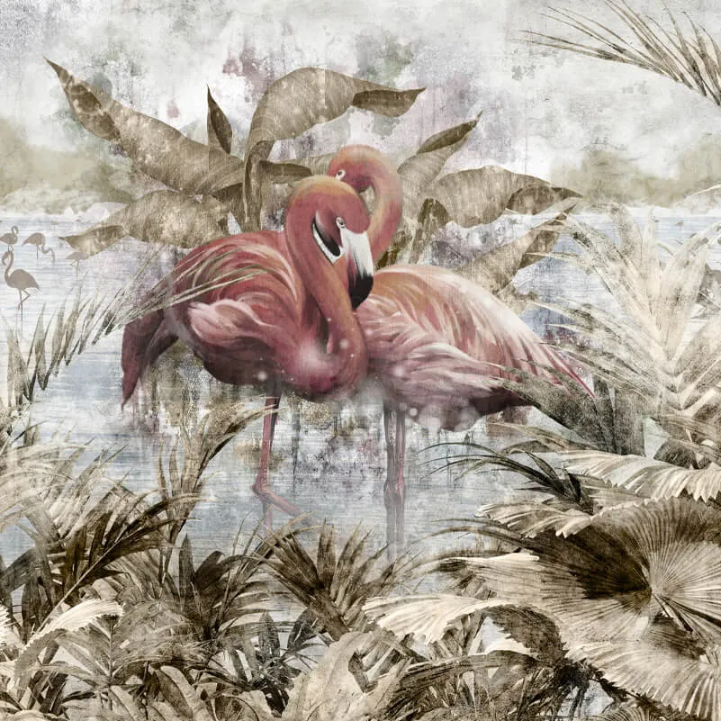 Perspektiva - Wallpaper Vintage flamingos 3D Model