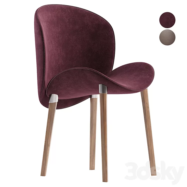 Petal Walnut Chair 3D Model