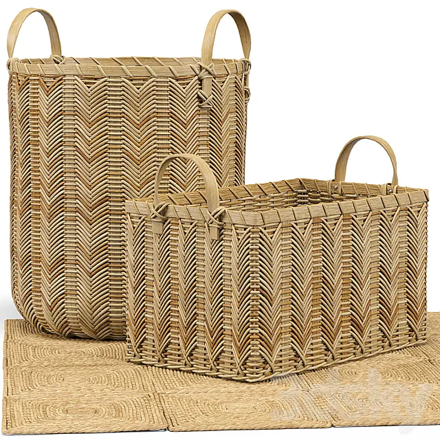 Petaluma Basket. Seagrass Squares Rug 3DModel