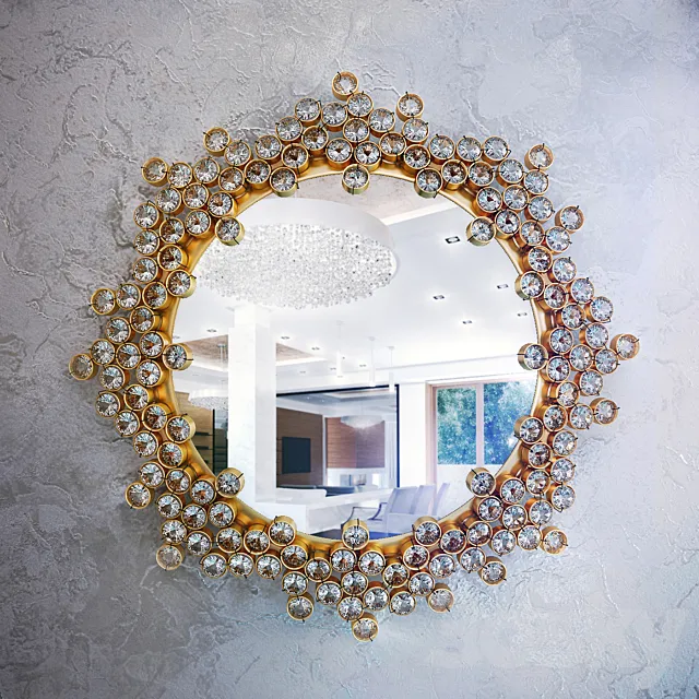 Petit Palwa Gilded Brass and Crystal Mirror 3DModel