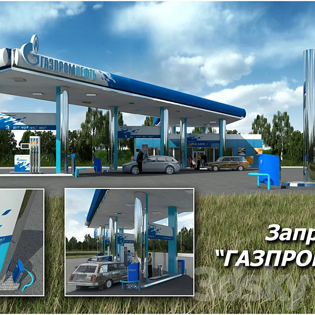 Petrol Station "GAZPROMNEFT" 3D Model