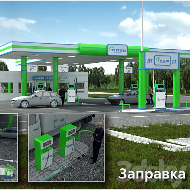 Petrol Station "Titan" 3D Model