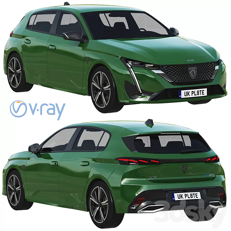 Peugeot 308 Hybrid 2022 3D Model Free