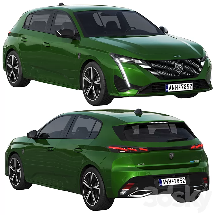 Peugeot 308 Hybrid 2022 3D Model Free