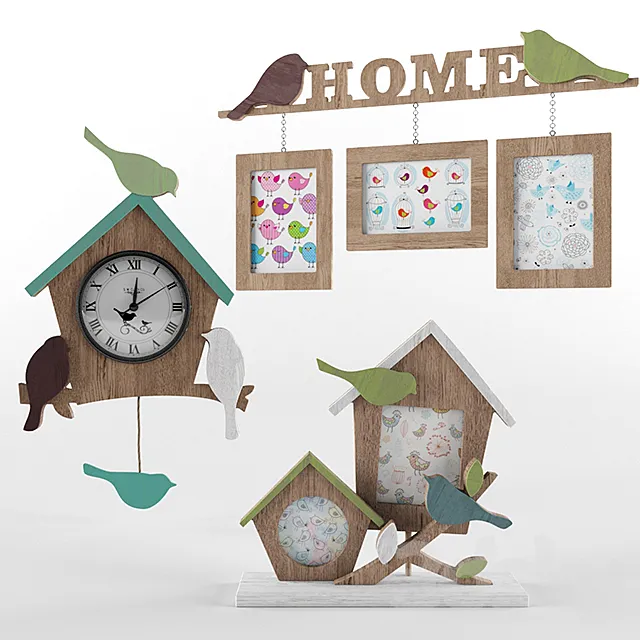 Photo frames and clocks Birds 3DModel