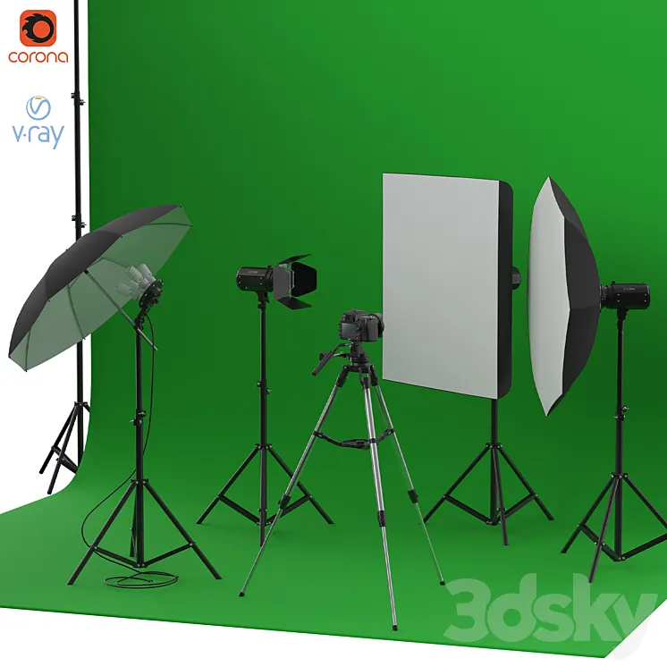 Photo Studio Set 3D Model Free Download